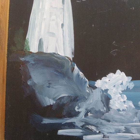 Vintage artist signed Loran Percy Lighthouse theme Painting on a School Slate - Picture 15 of 15